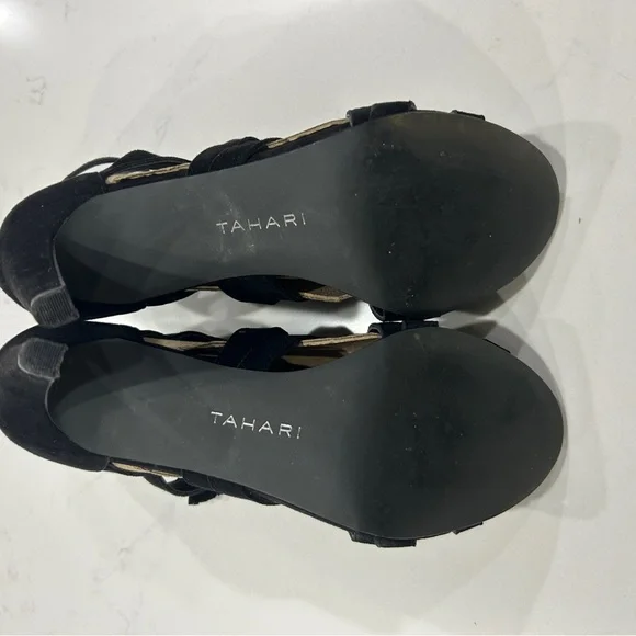 Tahari  Norway Black Suede High Heal Sandals - Picture 4 of 7
